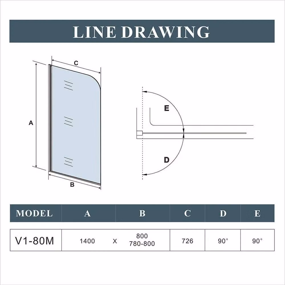 NESTLUNE Aica Frameless Pivot Bath Screen in Clear with Brushed Gold Frame, W: 80 cm, H: 140 cm – 2