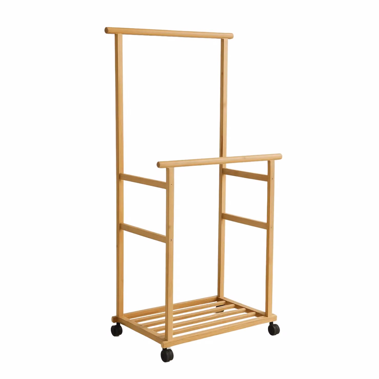 Rafaelo Mobilia Portable Wooden Clothes Rack and Open Wardrobe with Shoe Storage in Brown, H 154.5 x W 105.0 x D 80.0 cm – 6