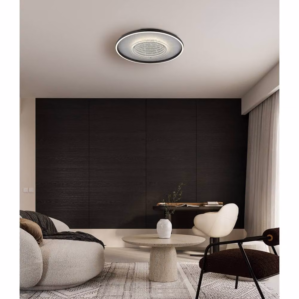 Globo Lighting Mirrora LED Ceiling Light Black and Silver with Mirror Effect, Diameter: 51.5 cm – 4