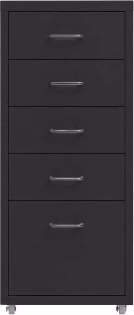 Berkfield Home Mobile Metal File Cabinet in Black, W/D/H: 28 x 41 x 69 cm