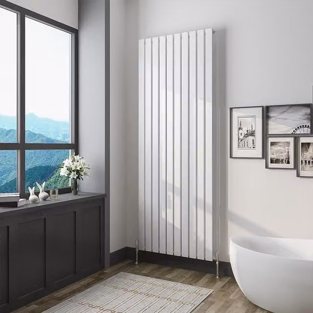 AicaBathroom Vertical Flat Panel Steel Radiator in White, H 180 cm x W 68 cm