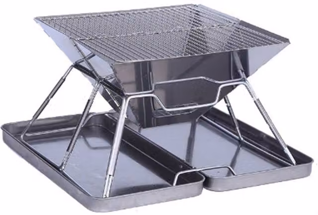 Quipulse Style 1 Small Outdoor Folding Stainless Steel Tabletop Charcoal Barbecue in Silver – 1