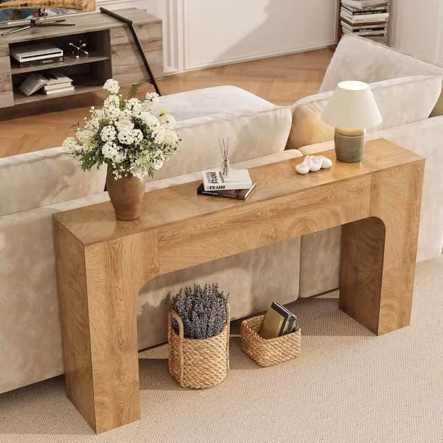 VOGREX Brown Wooden Long Console Table and Sofa Table – 1