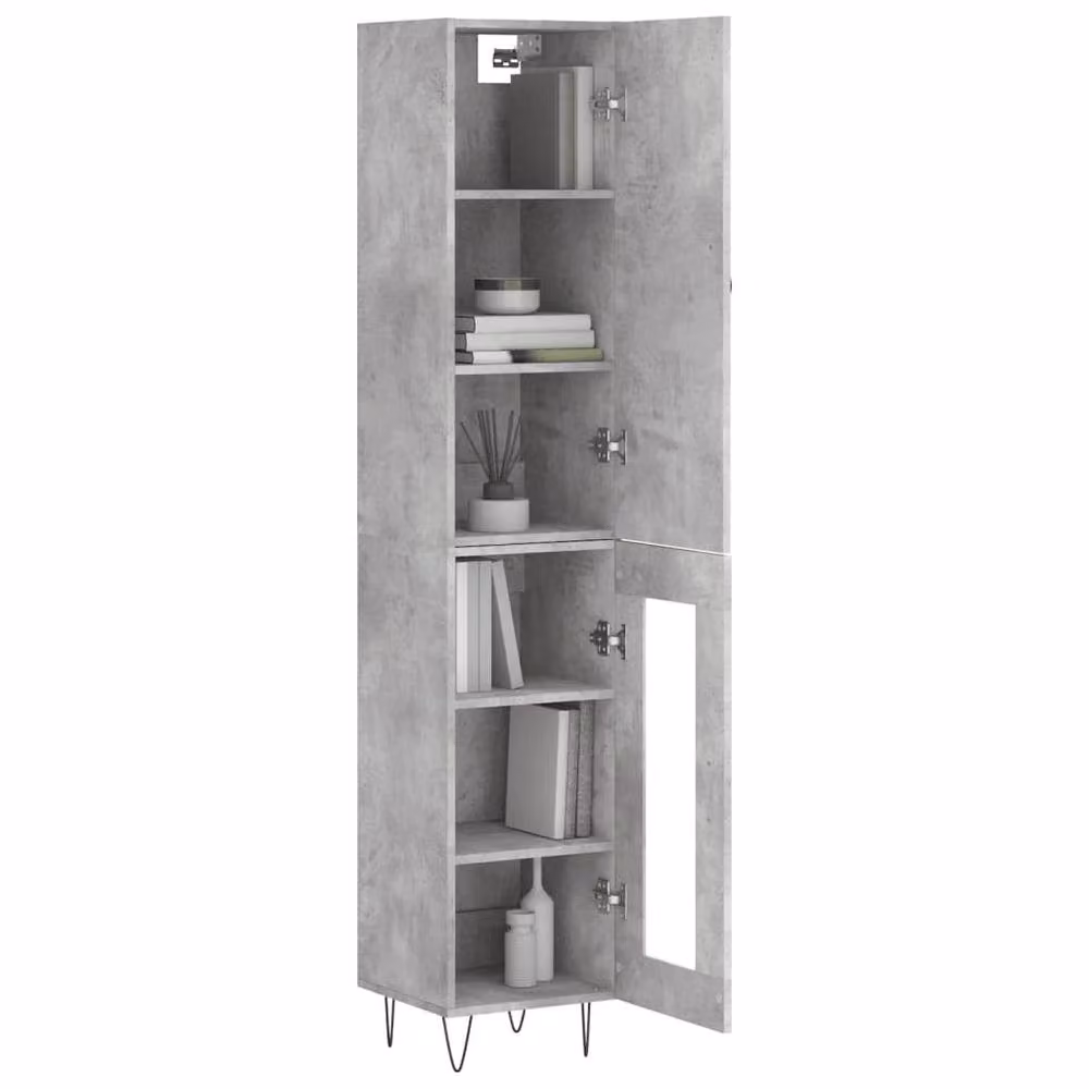 Berkfield Home Highboard in Concrete Grey, H 180 x W 34.5 x D 34 cm – 3