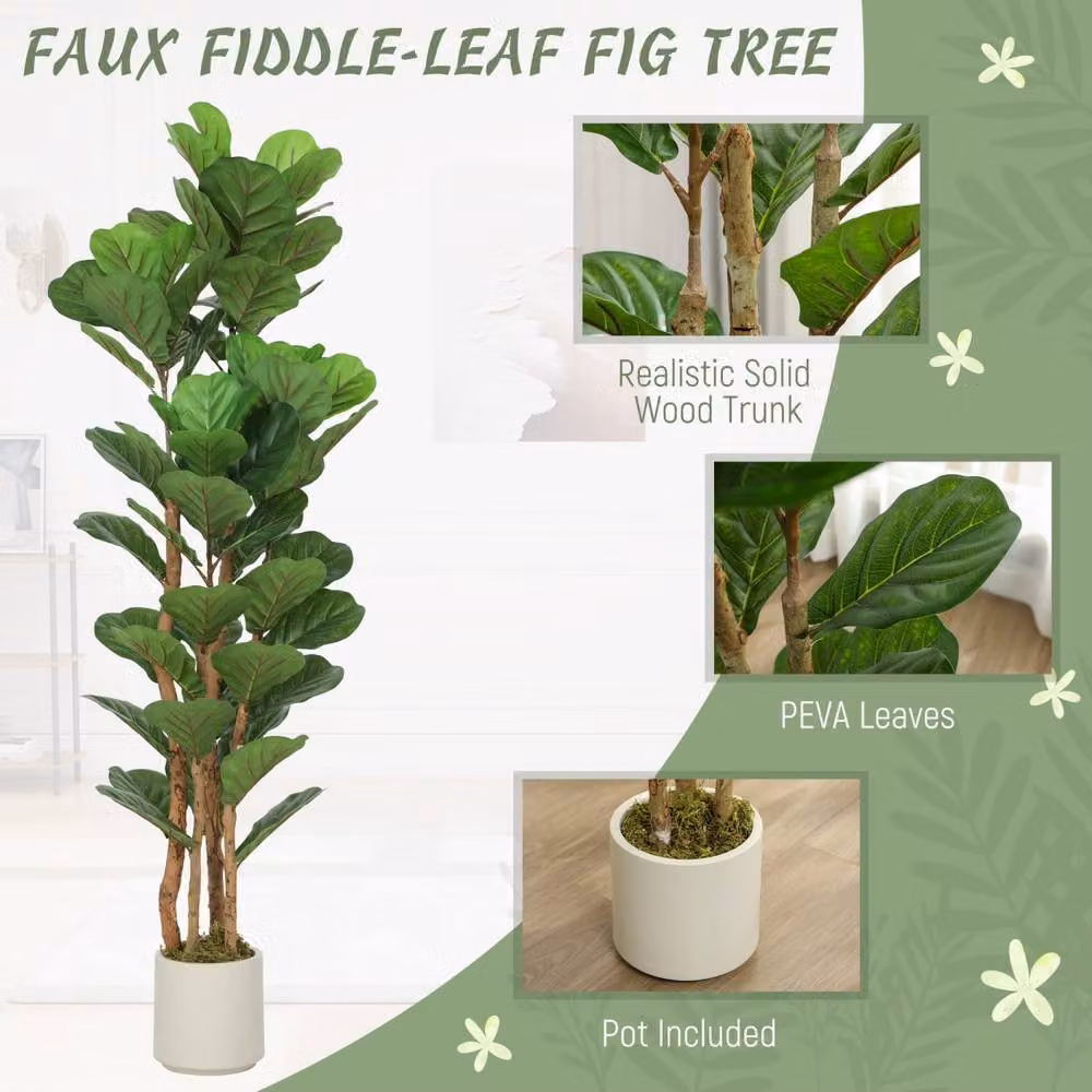 Wyld Haus Toelna 150cm Artificial Fiddle Leaf Fig Tree in Green – 4