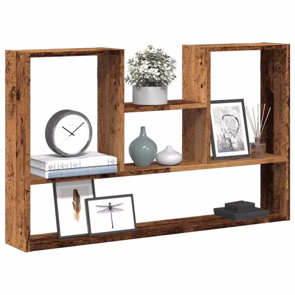 Berkfield Home Wall Shelf in Old Wood Brown, W/D/H: 99 x 15 x 60 cm – 2