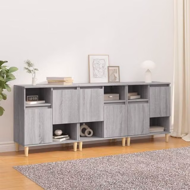 Berkfield Home 3-Piece Sideboard Set in Grey Sonoma, Engineered Wood, W/D/H: 60 x 35 x 70 cm – 1