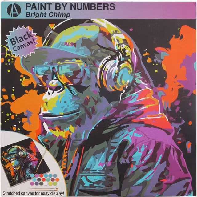 Art Studio Paint by Numbers Bright Chimp Kit, Multicolour