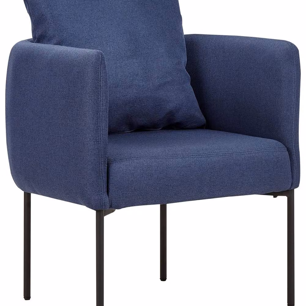 Wyld and Coco Blue Tub Armchair with Black Metal Legs – 2