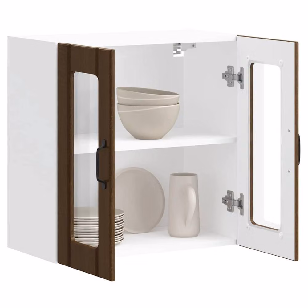 Berkfield Home Lucca Kitchen Wall Cabinet with Glass Doors in Brown Oak – 3
