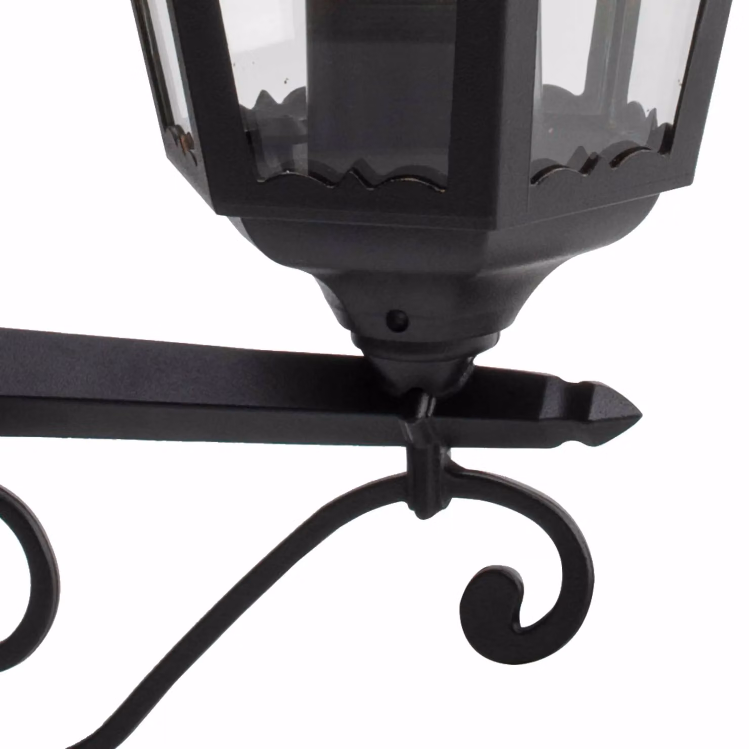 First Choice Lighting Mansfield Black and Transparent Glass Six Sided IP44 Outdoor Lantern Wall Light – 2