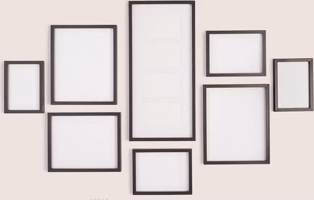 M&S Set of 8 Black Rectangular Modern Hanging Gallery Frames