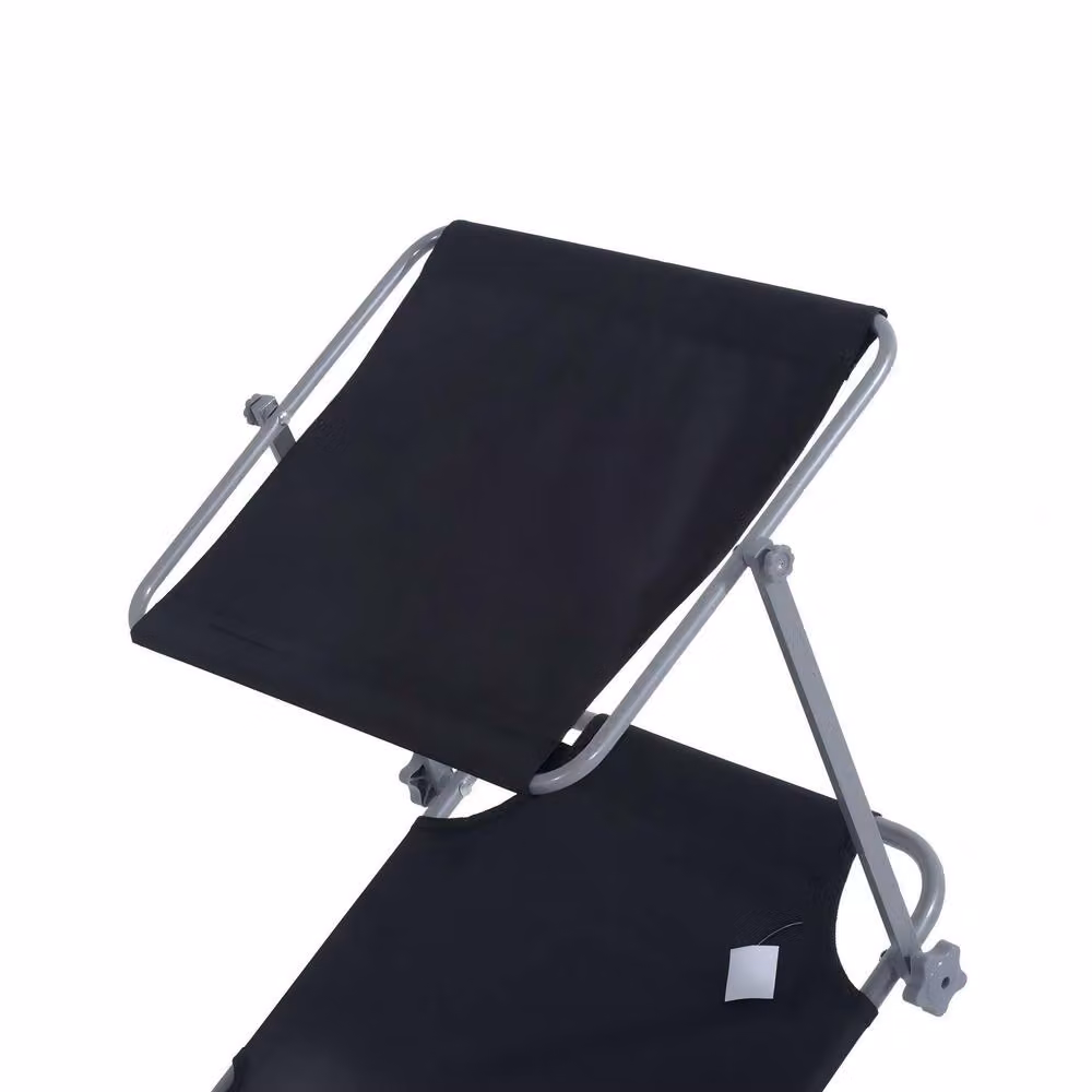 STILVORA Sun Lounger with Adjustable Canopy and Headrest in Black – 7
