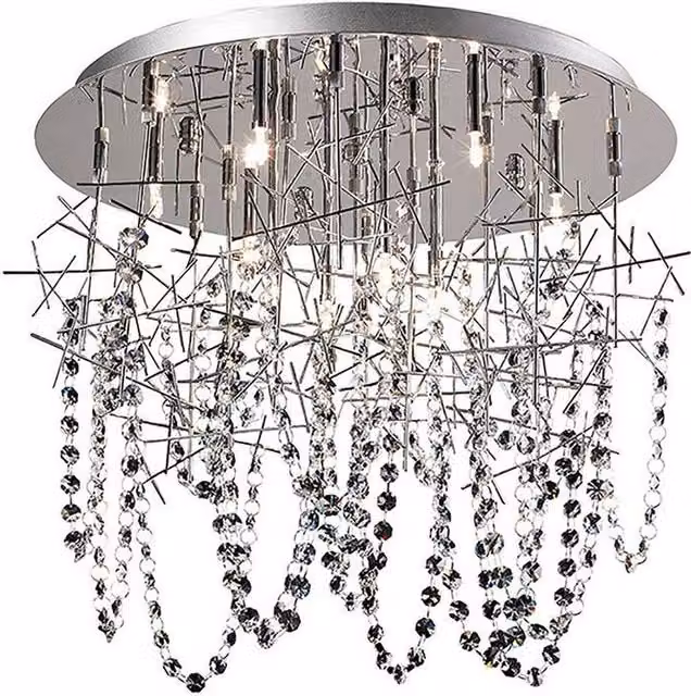 Netlighting Lexi 10 Light G4 Crystal Ceiling Light in Polished Chrome and Grey