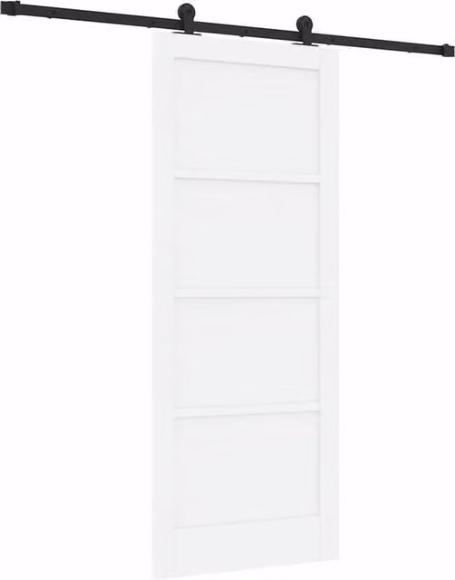 Berkfield Home Modern Sliding Door with Hardware Set in White Lacquered Solid Wood, W: 83 cm, H: 202 cm