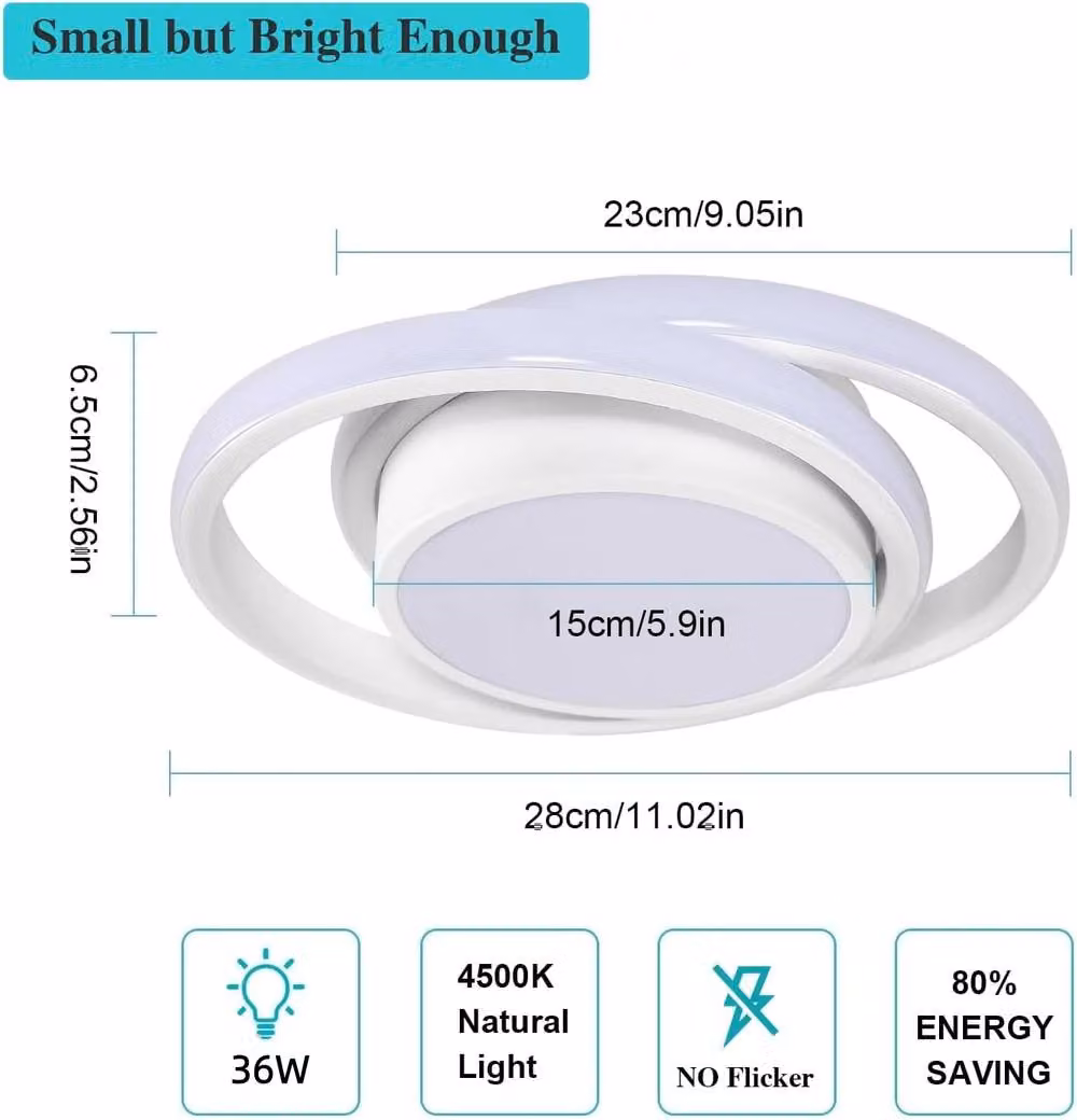 COMELY Set of 2 Modern Round LED Ceiling Lights, 36W, White – 3