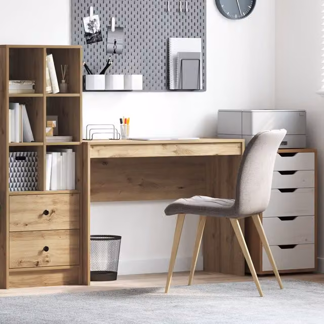 Berkfield Home Artisan Oak Writing Desk in Brown, W/D/H: 100 x 40 x 76 cm – 1
