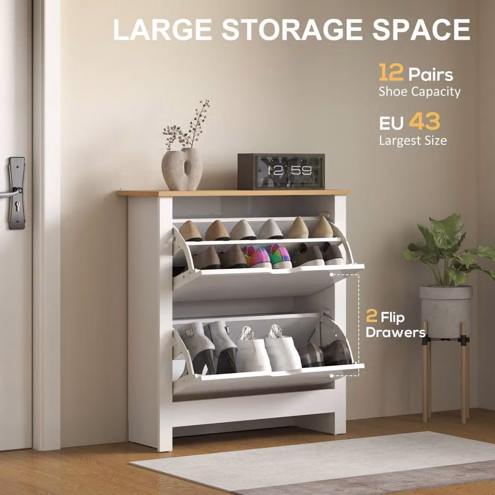 Wyld Haus Sakeno Slim High Gloss White Shoe Cabinet with 2 Tilting Compartments – 3