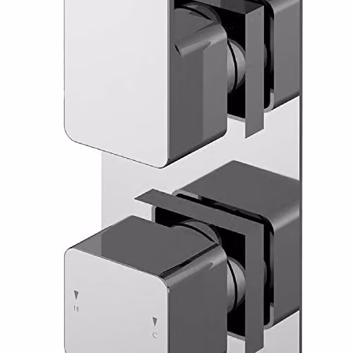 Nuie WINTW02 Windon Modern Chrome Thermostatic Concealed Twin Shower Valve with Diverter and Single Lever Handle – 3