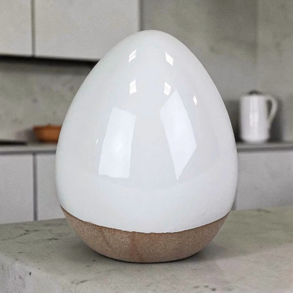 Four Candle White Ceramic Minimalist Easter Egg Tabletop Decoration, Height: 13.5 cm – 2