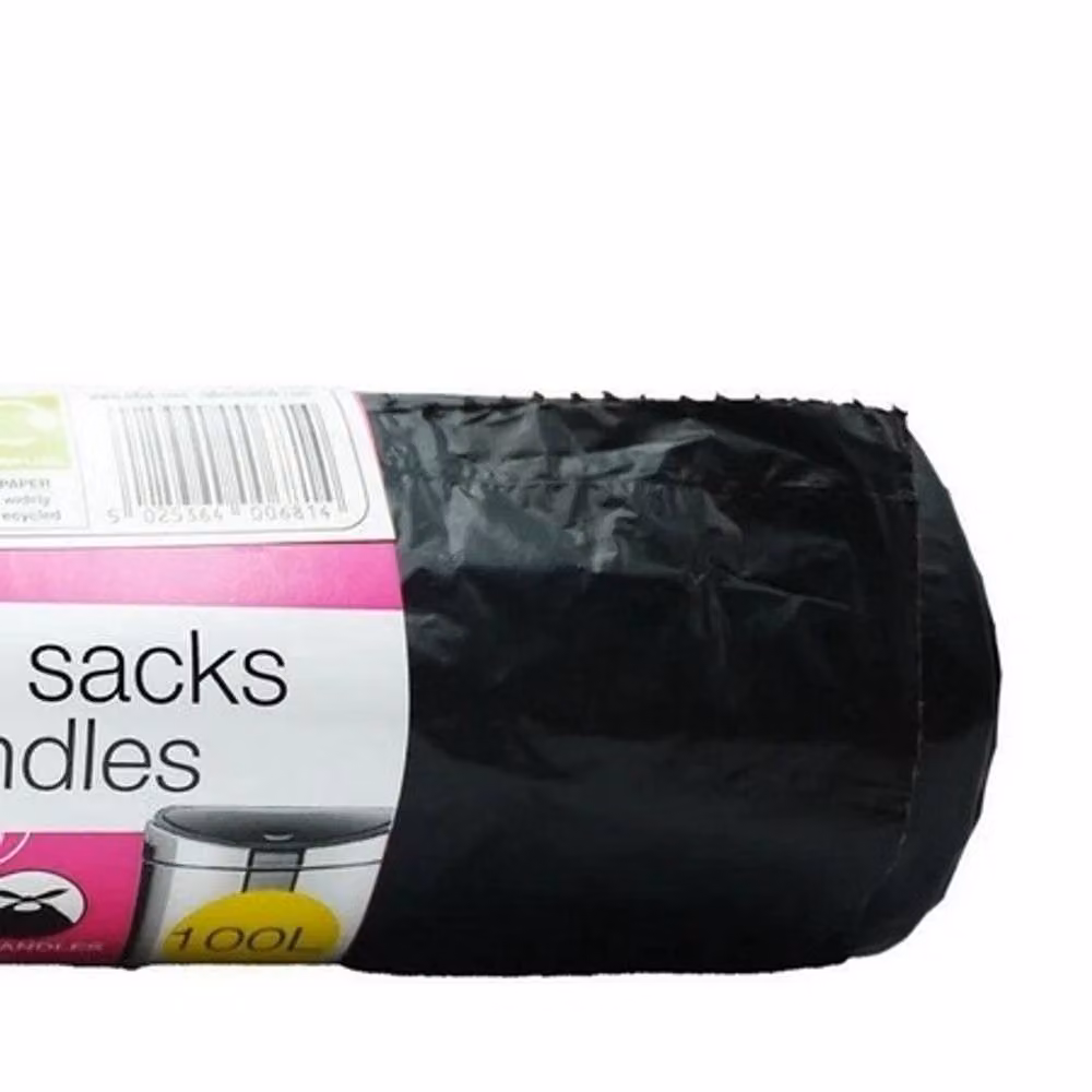 Tidyz Black Tie Bin Bags, 100L, Pack of 15 – 2