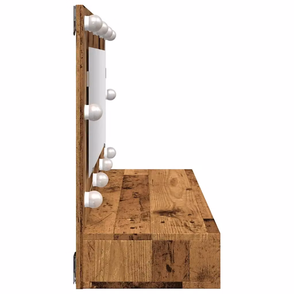 Berkfield Home LED Mirror Cabinet in Old Wood Brown, W/D/H: 90 x 31.5 x 62 cm – 5