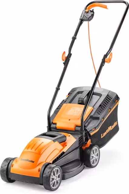 LawnMaster 1200W Electric Lawnmower with Fixed Blade and Collection Bag, Orange
