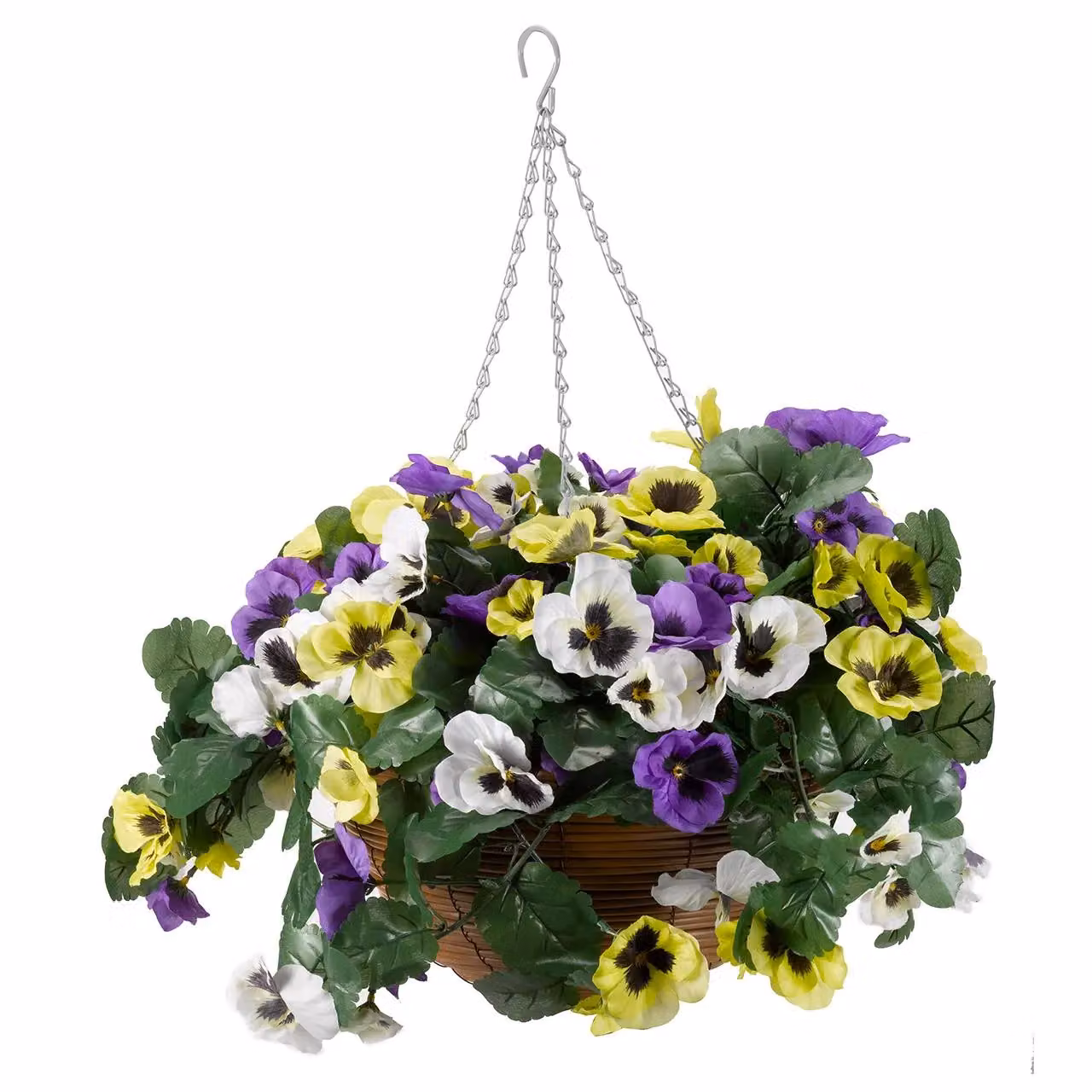 mysmartbuy Artificial Regal Pansy Flower Hanging Basket with Metal Chain, Multicolour – 2