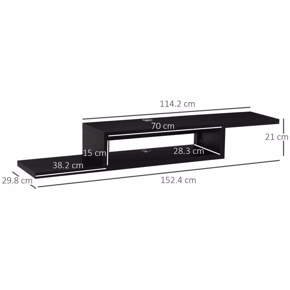 EONLION Modern Wall Mounted Floating TV Stand Component Shelf in Black W/D/H: 100 x 50 x 50 cm – 2