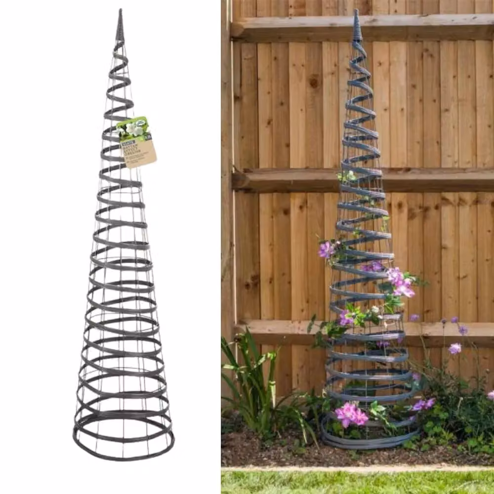 Marco Paul Grey Faux Rattan Obelisk Support, Height: 150 cm – 3