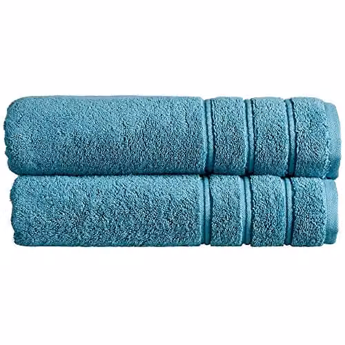 Christy Antalya Luxury Turkish Cotton Bath Sheet Set of 2 Petrol Blue W/H: 90 x 150 cm – 1