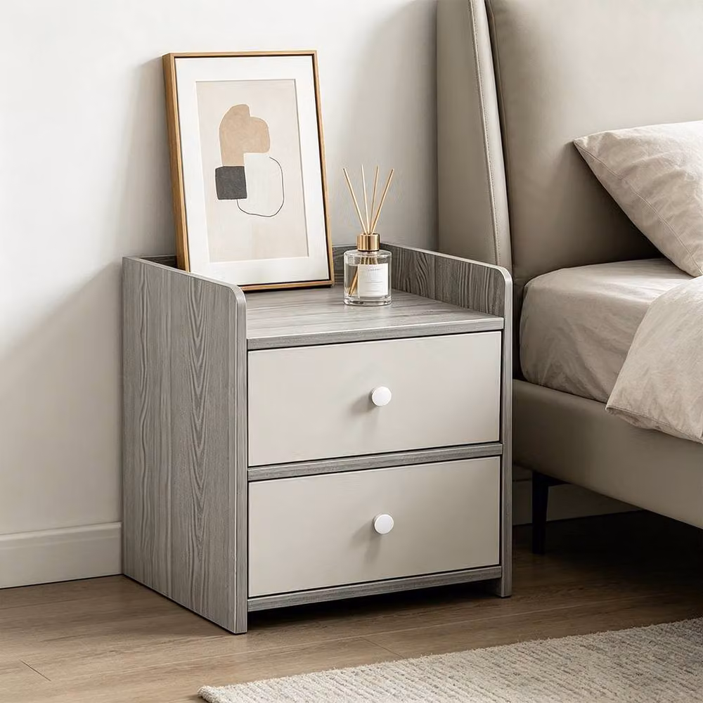 Ventryn Modern Grey Bedside Cabinet and Nightstand Storage Furniture – 3