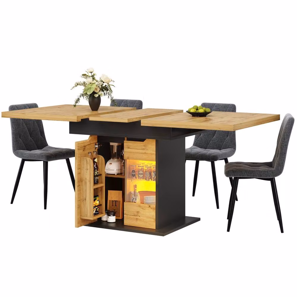 Rolipo Black Telescopic Extendable Rectangular Dining Table for 4-6 People – 6