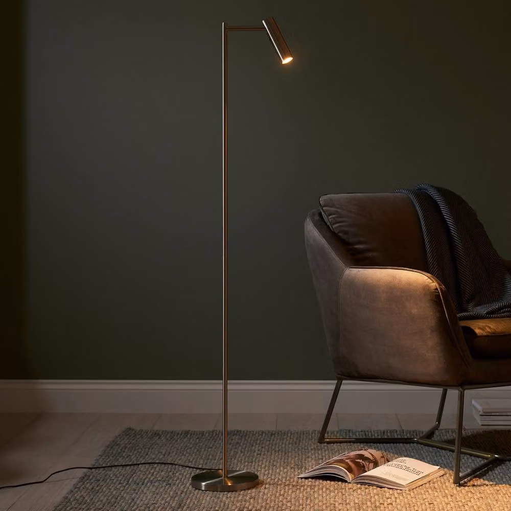 Netlighting Dimmable LED Task Floor Lamp in Grey with Satin Nickel Finish – 2
