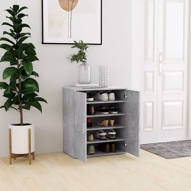 Berkfield Home Modern Shoe Cabinet in Concrete Grey, W/D/H: 60 x 35 x 70 cm – 1