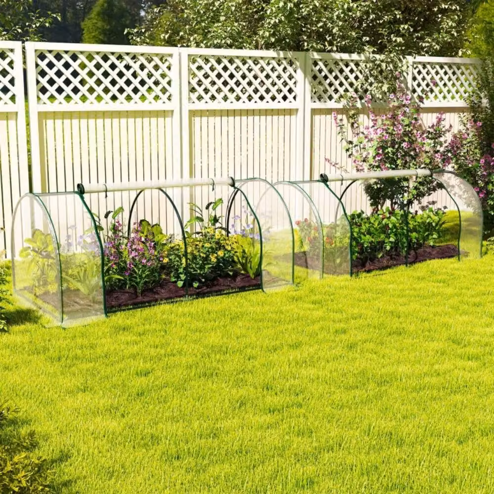 STILVORA Set of 2 Transparent Garden Greenhouses with Roll-Up Doors, W/D/H: 200 x 100 x 100 cm – 2