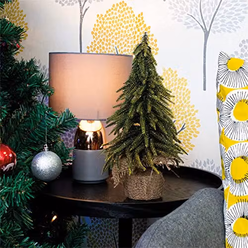 St Helens Home & Garden Decorative Gold Mini Christmas Tree in a Hessian Bag, Height: 35 cm – 2