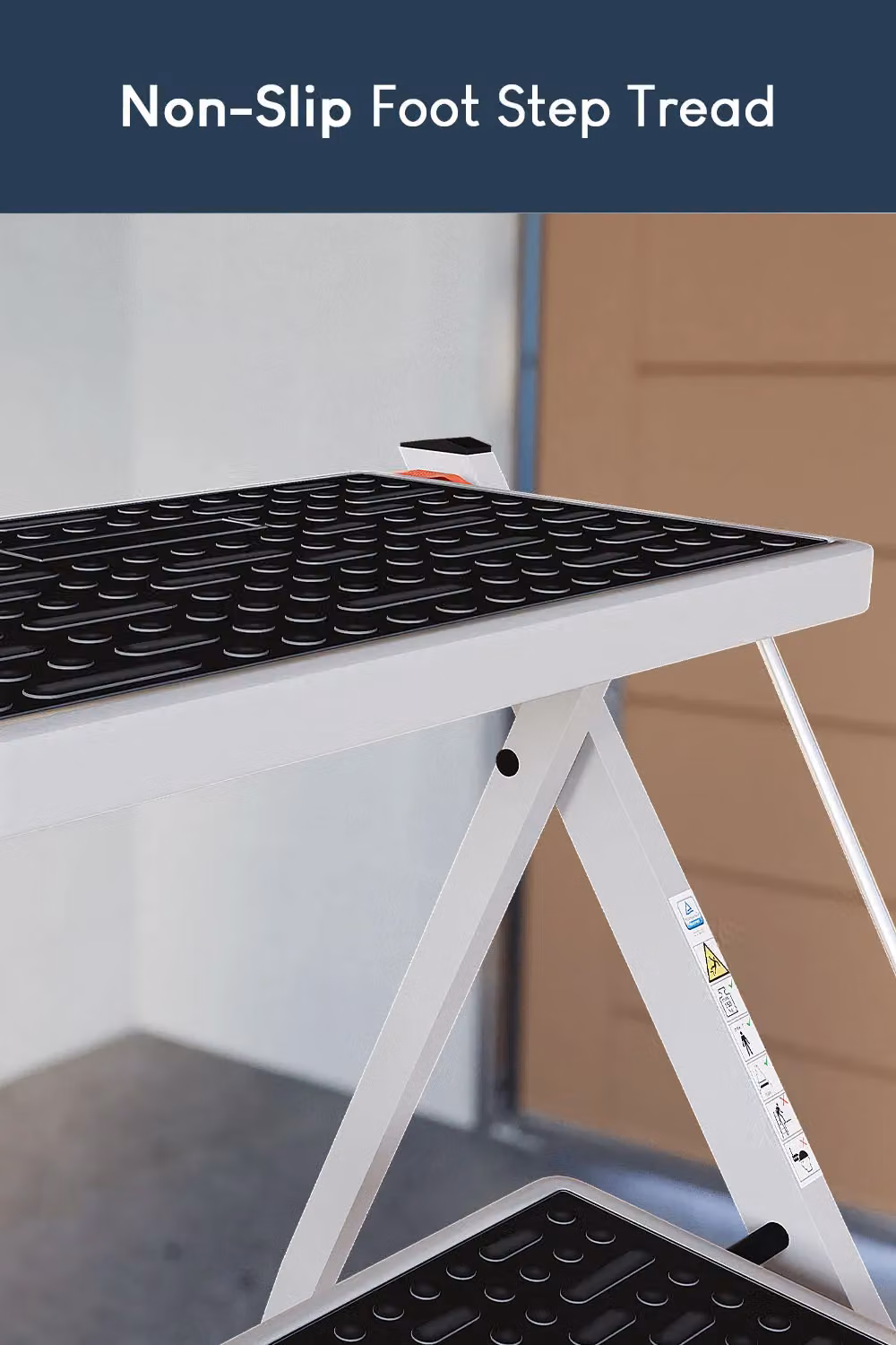 Home Discount Vida 2 Step Folding Stool with Anti-Slip Mat in White – 6