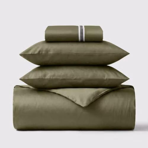 Bedable 460 Thread Count 100% Cotton Sateen Bedding Set in Green, Super King – 1