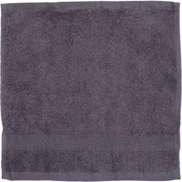 Towel City Luxury Cotton Face Towel in Dark Grey with Border and Hanging Loop