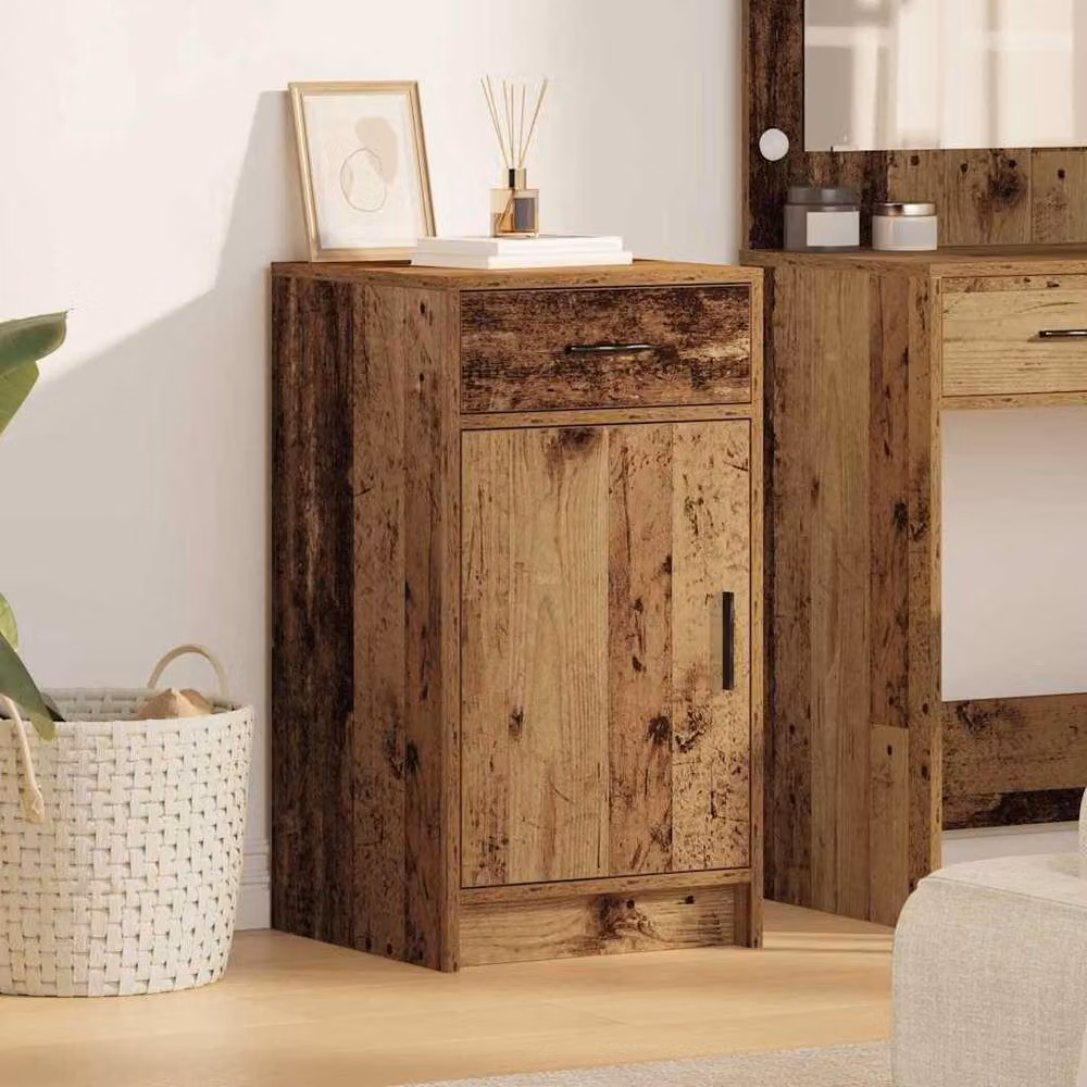 Berkfield Home Rustic Old Wood Sideboard in Brown, W/D/H: 40 x 41 x 75 cm – 2