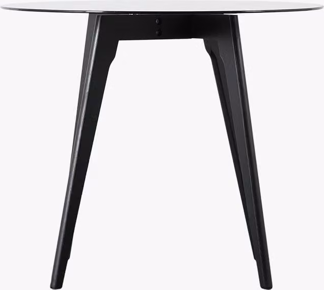 Perch & Parrow Mid-Century Round Glass and Oak Dining Table in Black