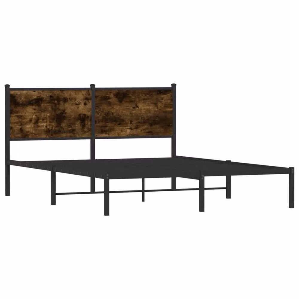 Berkfield Home Metal Bed Frame in Smoked Oak Brown, W/D/H: 137 x 190 cm – 3