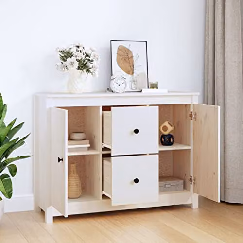 vidaXL White Solid Wood Pine Sideboard W/D/H: 100 x 35 x 74 cm – 2