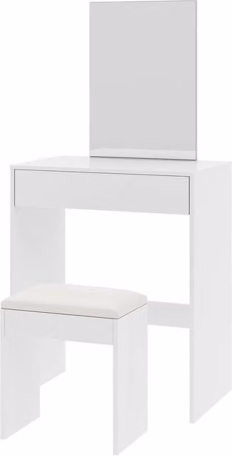 MCC Direct Tampa Dressing Table and Stool with Large Mirror and Drawer in White – 1