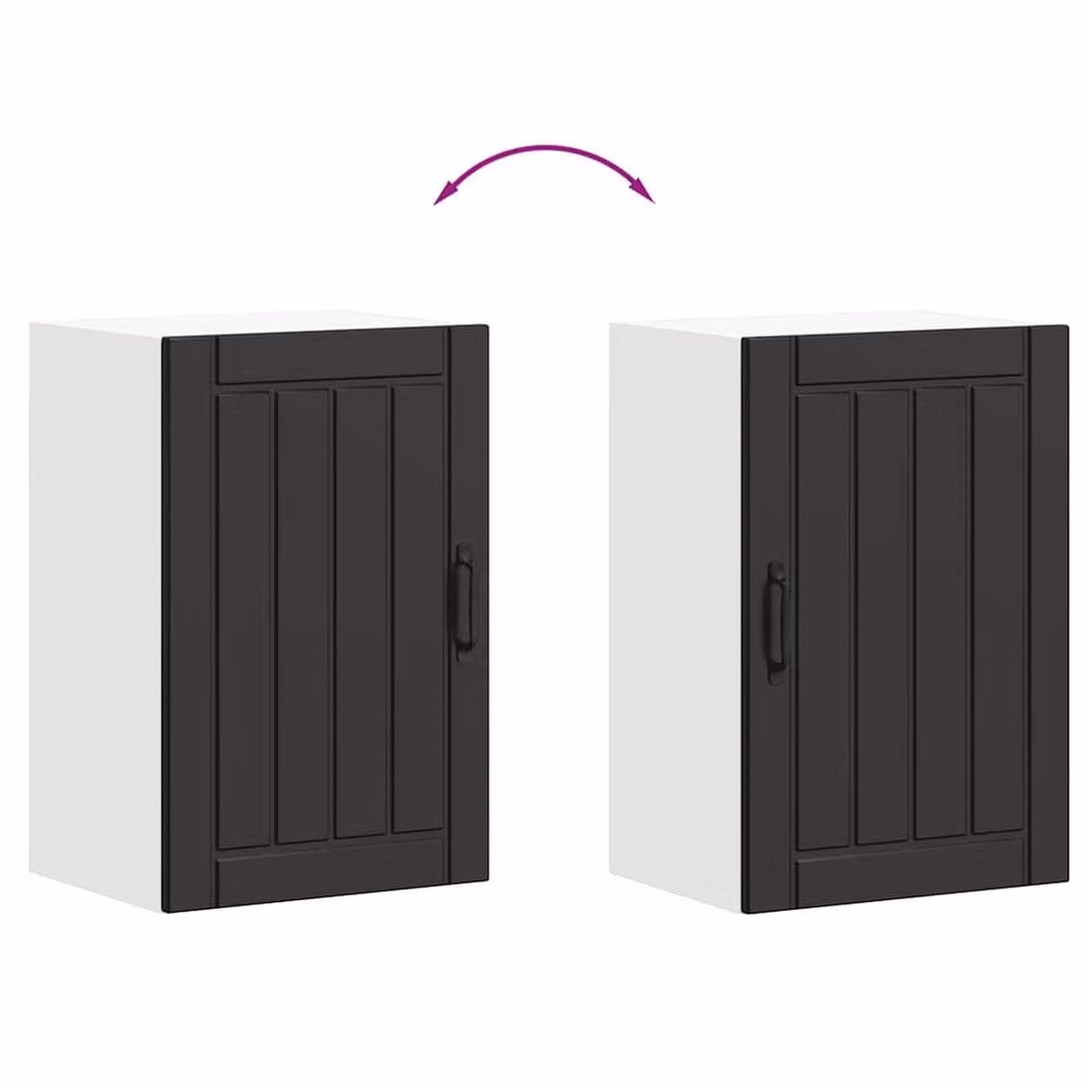 Berkfield Home Lucca Black Wall Mounted Kitchen Cabinet in Matt MDF, W: 60.0 cm, H: 31.0 cm, D: 40.0 cm – 4