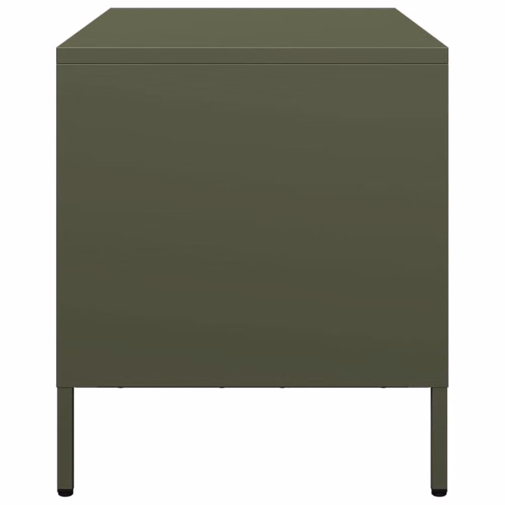 Berkfield Home Industrial TV Cabinet in Olive Green, Cold-rolled Steel, W: 68 cm, D: 39 cm, H: 43.5 cm – 4
