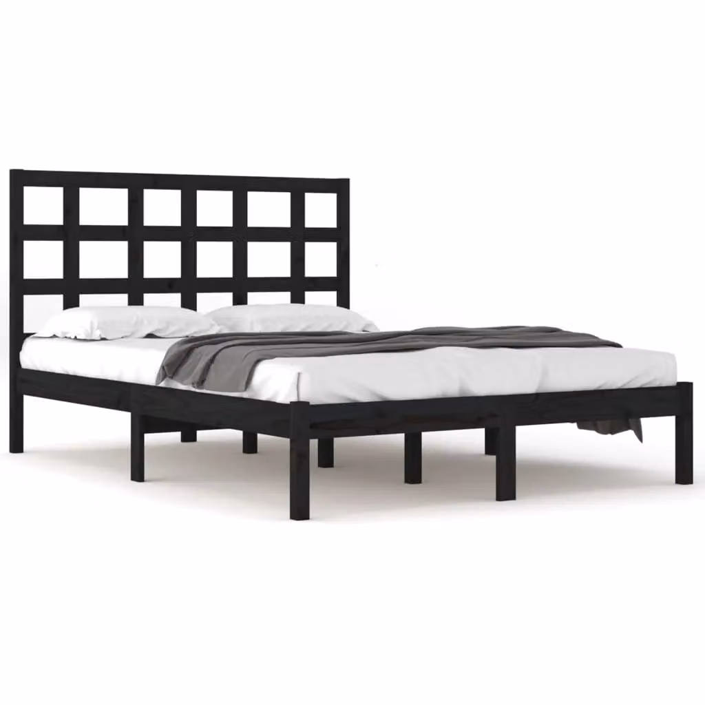 Berkfield Home Black Solid Pine Wood Bed Frame W/D/H: 200 x 200 cm – 2