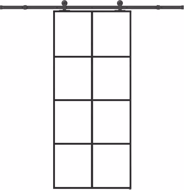 Berkfield Home Modern Sliding Door with Hardware Set, Black ESG Glass and Aluminium, W: 90 cm, H: 205 cm – 1