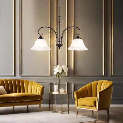 Netlighting Aries Multi Arm Pendant Ceiling Light with Brown Glass Shades and Chrome Metal Finish, 2x E27 – 5